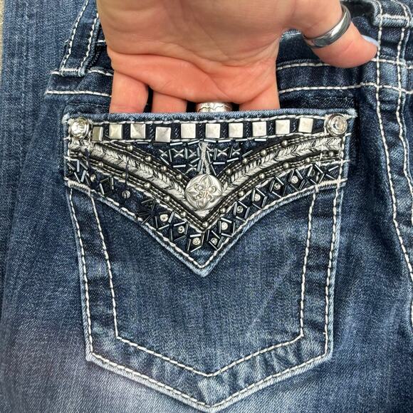 Miss Me Signature Skinny Bling Faux Flap Pocket Jeans Size 28x30 JP72435 - Picture 4 of 9